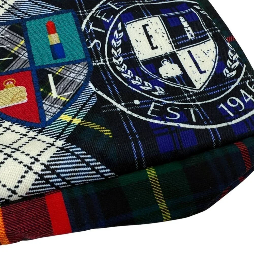 ESTEE LAUDER Preppy Plaid Cosmetic Bag Fabric Zip Pouch NWOT